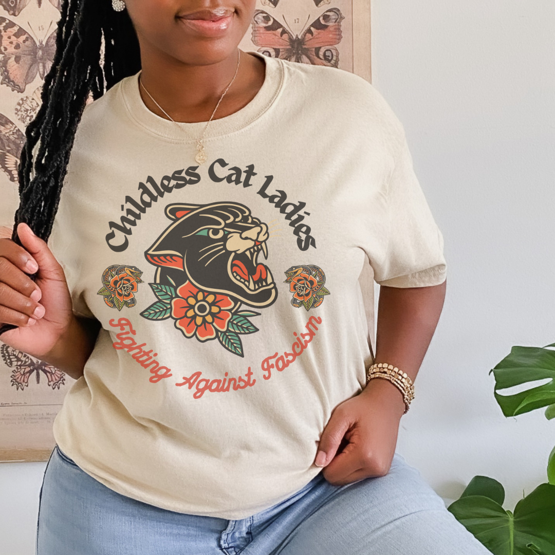 Childless Cat Lady Against Fascism Vintage Wash