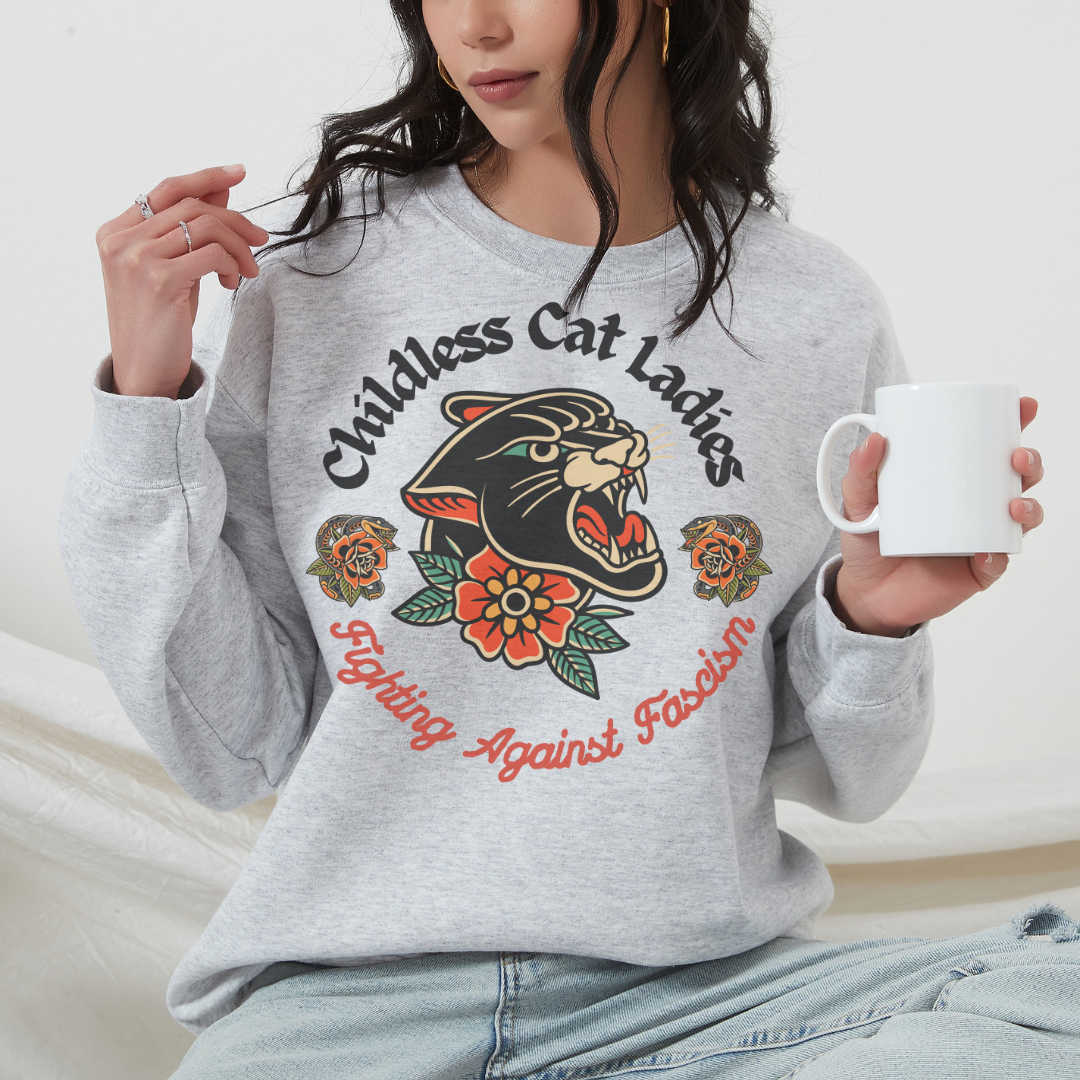 Childless Cat Lady Against Fascism Vintage Wash