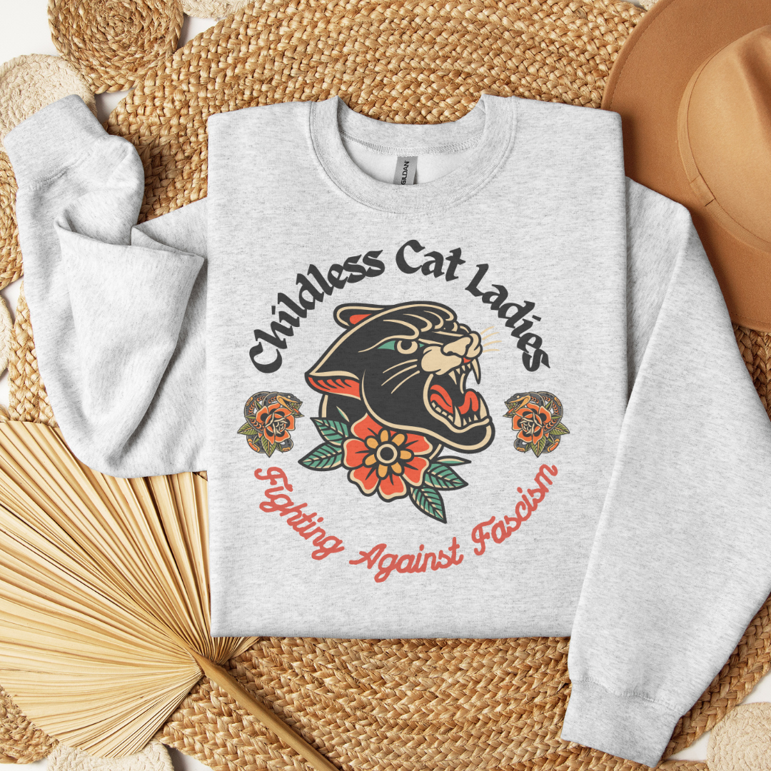 Childless Cat Lady Against Fascism Vintage Wash