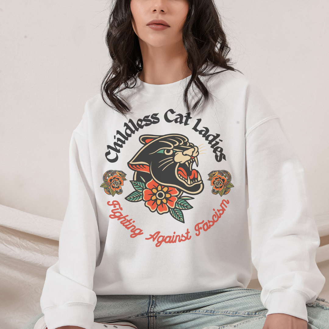 Childless Cat Lady Against Fascism Vintage Wash