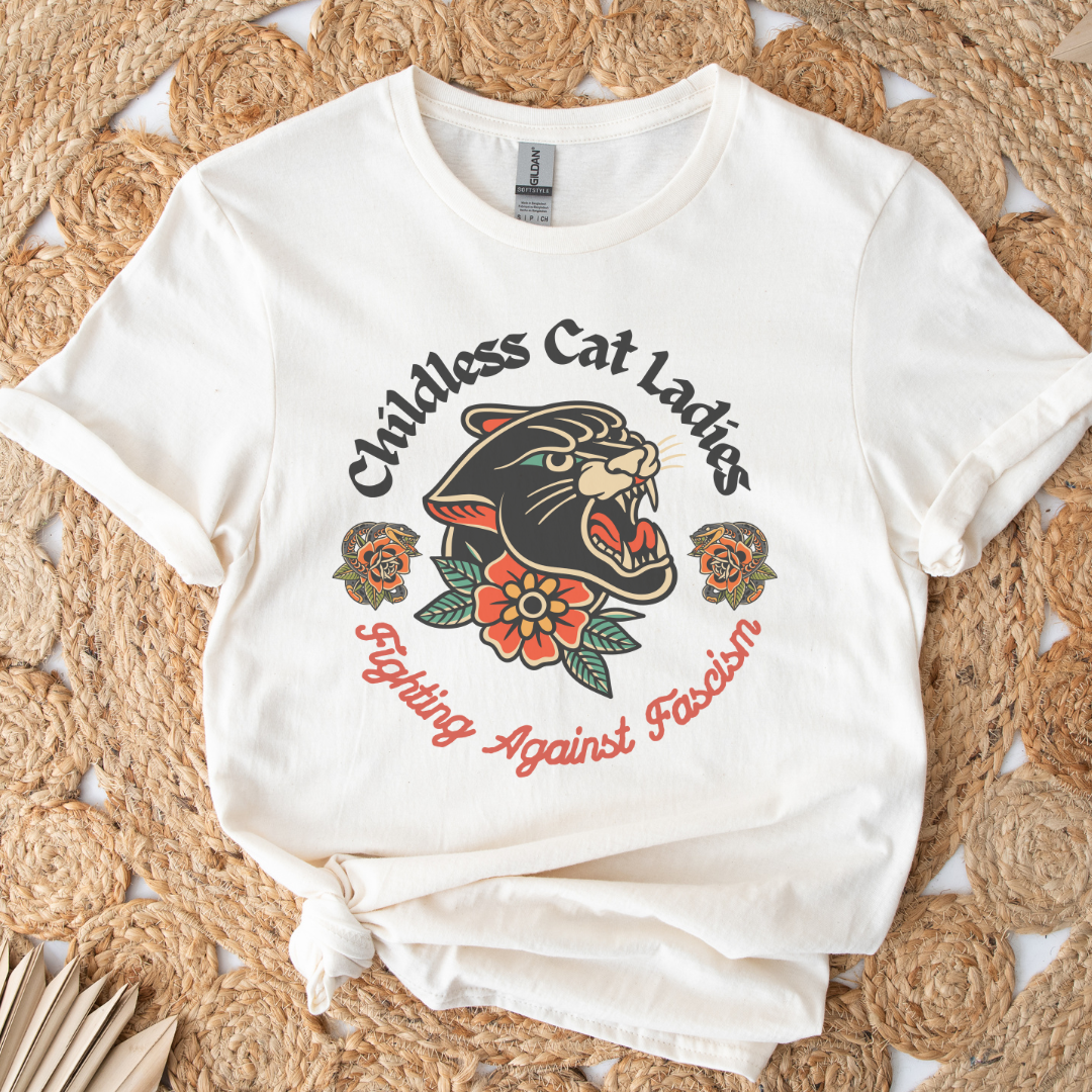 Childless Cat Lady Against Fascism Vintage Wash