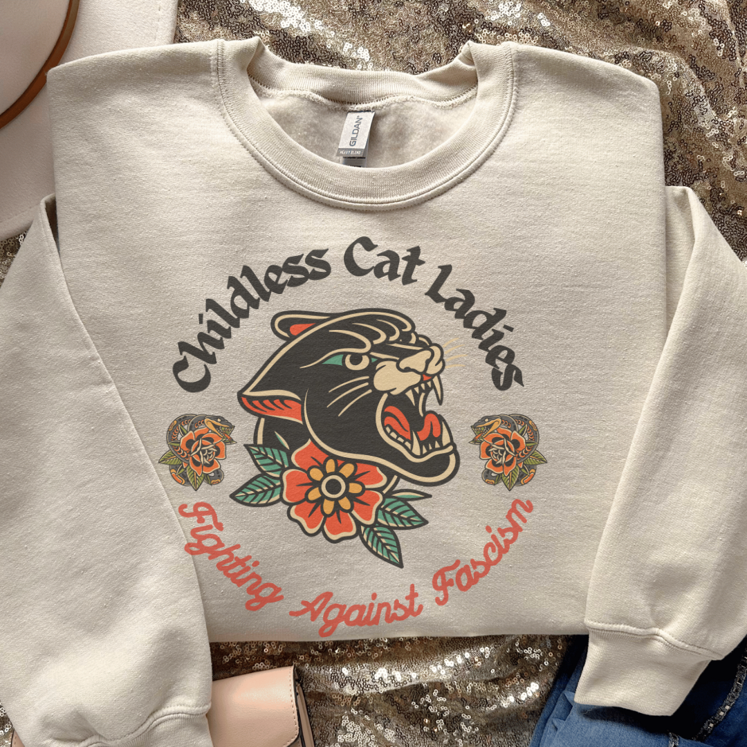 Childless Cat Lady Against Fascism Vintage Wash