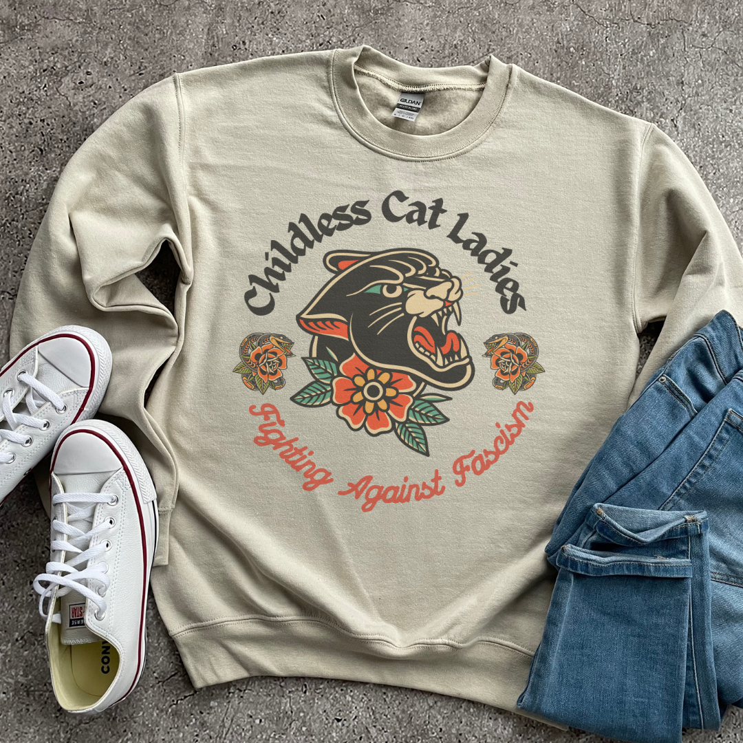 Childless Cat Lady Against Fascism Vintage Wash