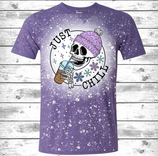 Just Chill Purple Bleached Graphic Tee