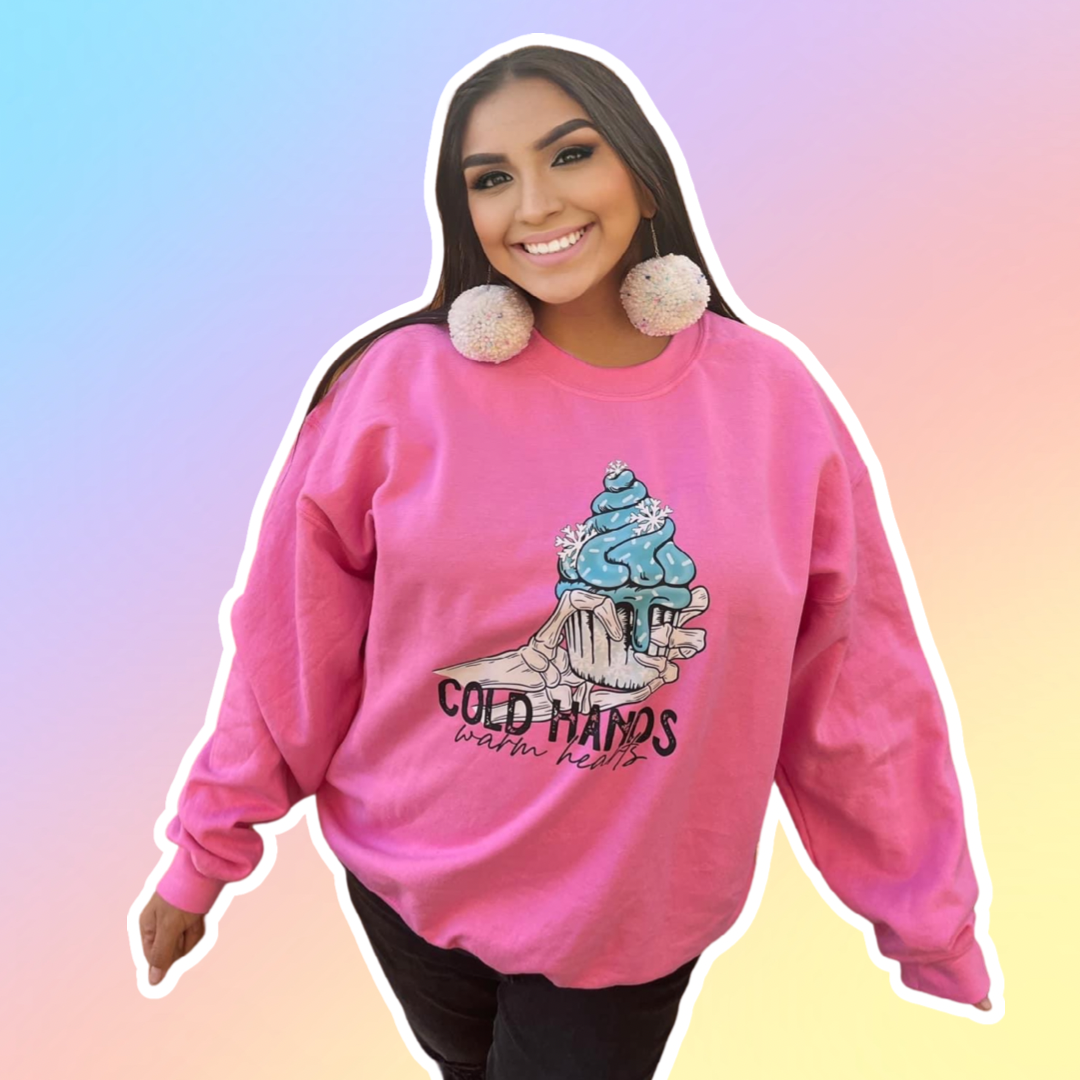 Cold Cupcake Skellie Hot Pink Sweatshirt Tee